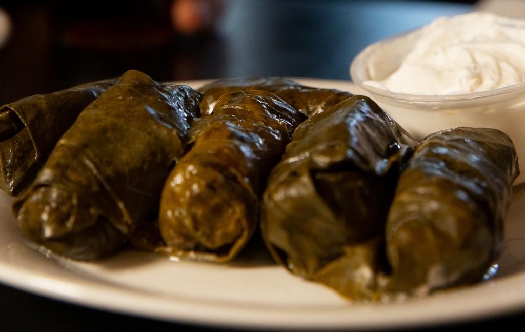 Dolmades 6 Vegetarian + Yogurt + Side Salad